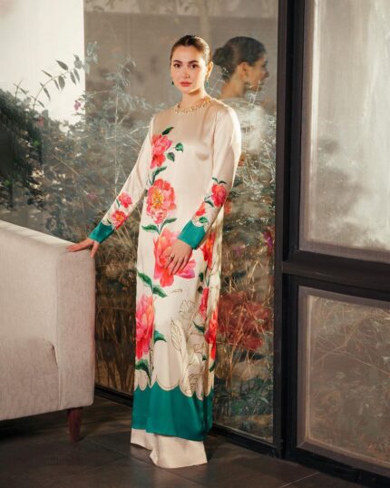 Handmade Neckline Charmeuse Silk Shirt & Trouser Set – Style 2
