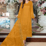 Cotton Embroidered Dress with Organza Embroidered Dupatta – Style 1