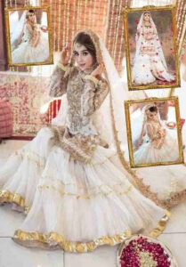 White Embroidered Gharara Set with Zari, Sequins, Beads & Pearls | Heavy Handwork | 4-Side Kiran Lace Dupatta - 3-Piece