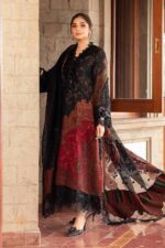 Maria B 3-Piece Unstitched Lawn Dress with Chiffon Dupatta Embroidered Embellishments