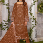 Cotton Embroidered Dress with Organza Embroidered Dupatta