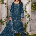 Cotton Embroidered Dress with Organza Embroidered Dupatta