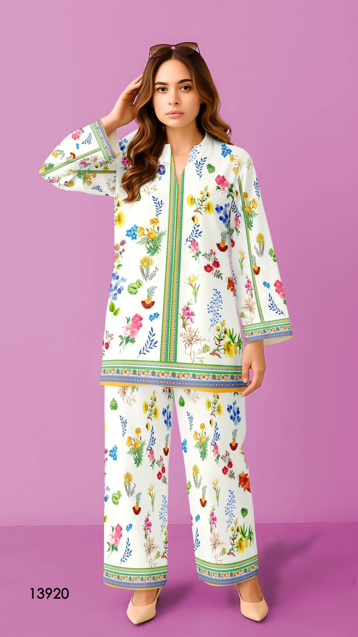 AE9237EB-9062-4344-A8E1-B1CE9FC40EAF.jpg COCO Co Ord Set Silk Lawn 2 Pcs Unstitched Digital Printed Off White - Image 1
