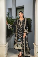 Elegant Black Cotton Chikankari Dress Set - Heavy Embroidery, Organza Dupatta & Plain Trouser | Unstitched Party Wear