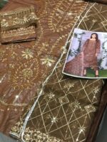Cotton Embroidered Dress with Organza Embroidered Dupatta - Image 2