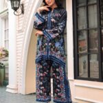 Black and Multi Colored Floral Co-Ord Set Pakistan | Digital Print Unstitched 2-Piece