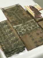 Cotton Embroidered Dress with Organza Embroidered Dupatta - 3-Piece - Image 3