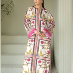 Digital Printed Charmeuse Silk Shirt & Trouser Set with Silk Dupatta – Luxury Loungewear – Style 2