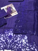 Cotton Embroidered Dress with Organza Embroidered Dupatta - Image 3