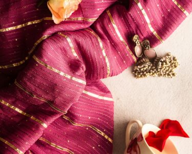 Close-up of Pakistani fashion fabric for wedding outfit
