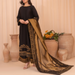 Premium Silk China Embroidered Sharara Suit Set with Tissue Silk Dupatta | Luxury Pakistani Wedding & Eid Outfit - Stitched - 3-Piece - Image 4